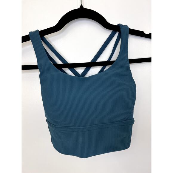 Lululemon Energy Longline Bra Ribbed. Size 2 EUC Green Jasper - Picture 3 of 5